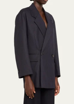 Bottega VenetaSubtle Stripe Double-Breasted Wool Jacket