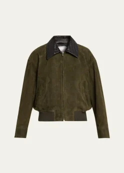 Bottega VenetaSuede Leather Blouson Jacket