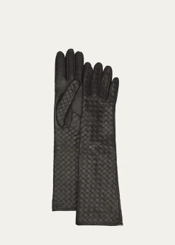 Bottega VenetaWoven Leather & Silk Gloves