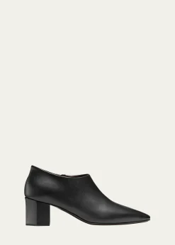 BougeotteLeather Low Heeled Hexagon Booties