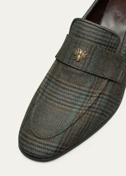 BougeottePlaid Wool Block-Heel Loafers