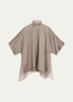 Brandon MaxwellCali Scarf-Neck Silk Organza Blouse