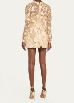 Bronx BancoBouquet Maraya Embroidered Illusion Mini Dress