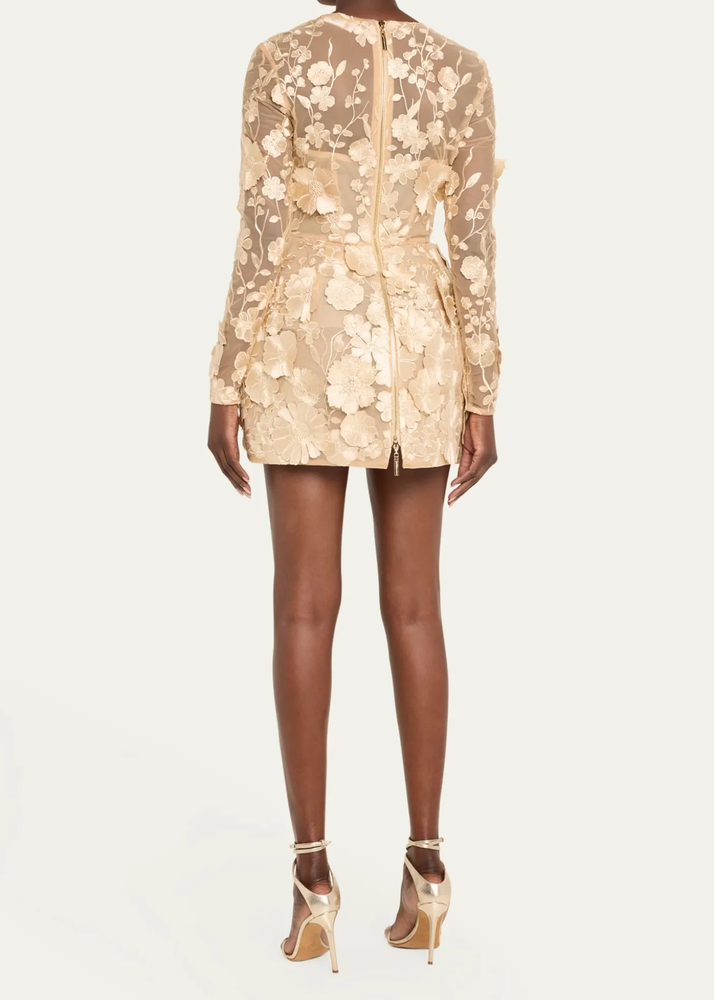 Bronx BancoBouquet Maraya Embroidered Illusion Mini Dress