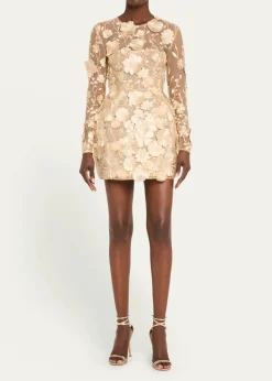 Bronx BancoBouquet Maraya Embroidered Illusion Mini Dress