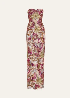 Bronx BancoDahlia Strapless Embroidered Sequin Gown