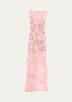Bronx BancoEllie Sleeveless Sequin Floral Column Gown