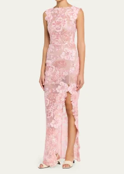 Bronx BancoEllie Sleeveless Sequin Floral Column Gown