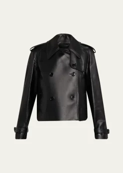 BurberryCropped Leather Mayfair Trench Jacket
