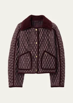 BurberryFloriston Corduroy-Trim Quilted Barn Jacket