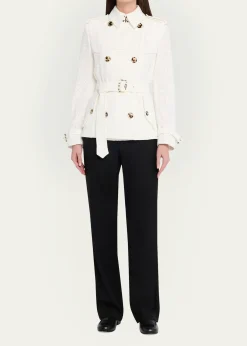 BurberryFoxfield Lace Double-Breasted Short Trench Jacket