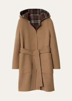 BurberryHampshire Reversible Hooded Wrap Coat