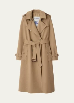 BurberryKensington Belted Cashmere-Wool Double-Breasted Trench Coat