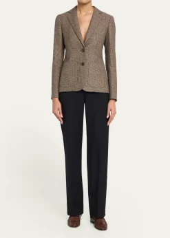 BurberryPrince of Wales Check Wool-Linen Single-Breasted Jacket