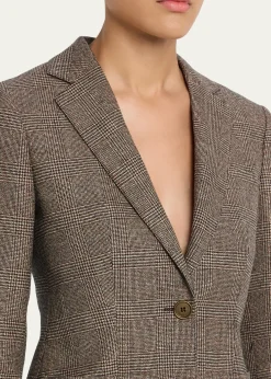 BurberryPrince of Wales Check Wool-Linen Single-Breasted Jacket