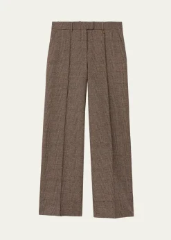 BurberryRozalyn Check Pintuck Straight-Leg Trousers