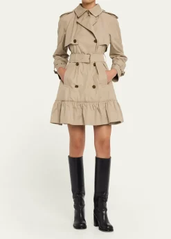 BurberryRuffle Belted Short Trench Coat