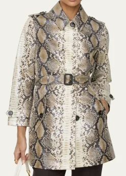 BurberryStonehaven Python-Print Coated Short Car Coat