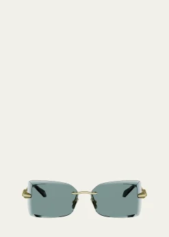 BVLGARISerpenti 51mm Metal Rectangular Sunglasses