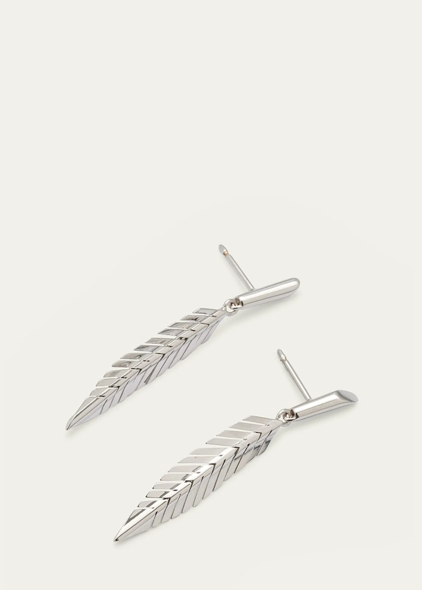 CADAR18K White Gold Feather Drop Earrings, Small
