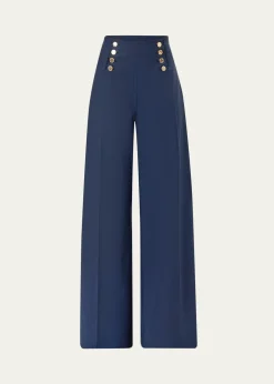 Carolina HerreraAlba Button-Front Wide-Leg Sailor Pants