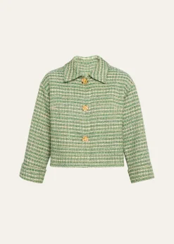 Carolina HerreraBoxy Cotton-Blend Crop Jacket