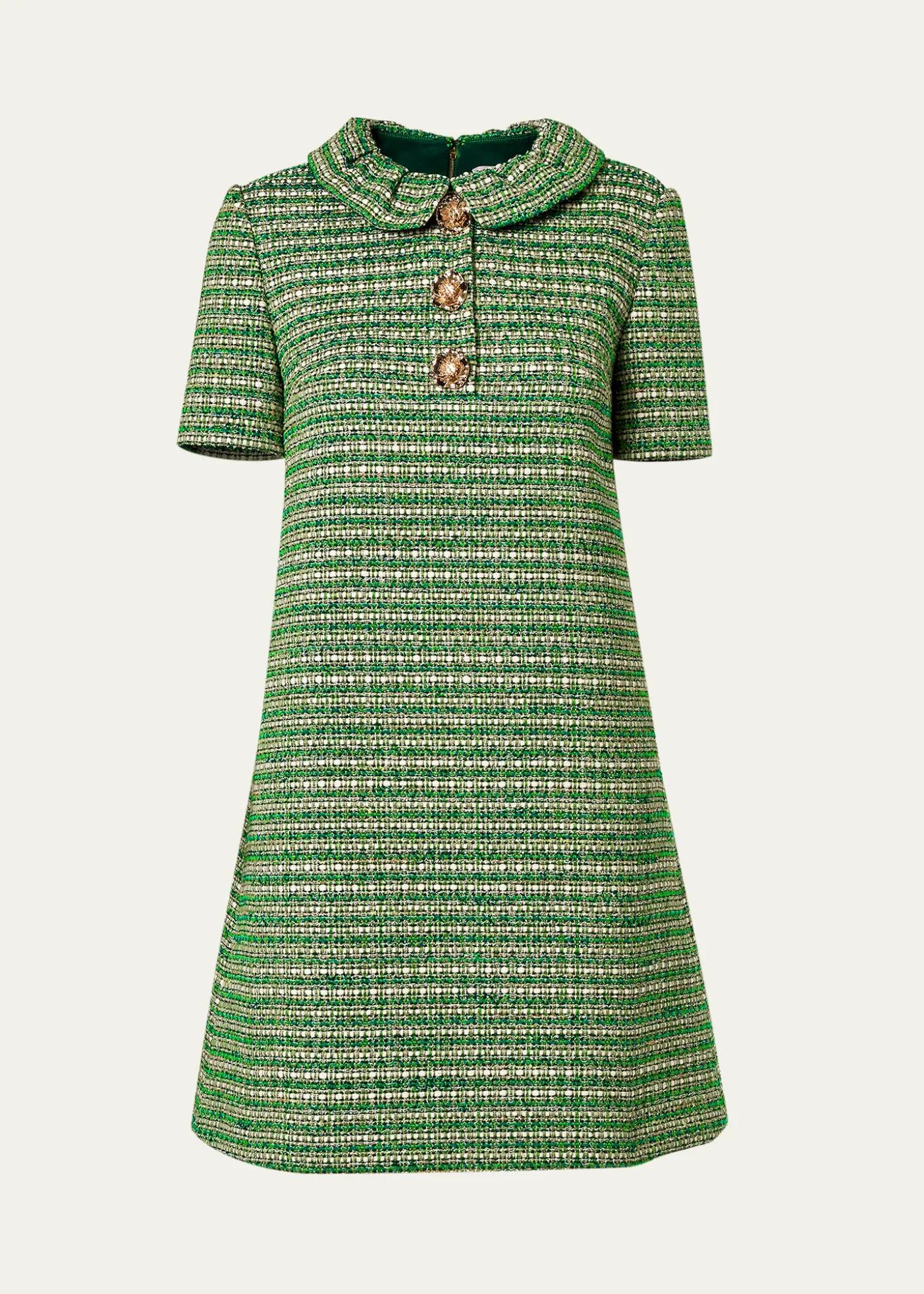 Carolina HerreraCollared Metallic Tweed Mini Shift Dress