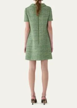 Carolina HerreraCollared Metallic Tweed Mini Shift Dress