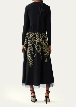 Carolina HerreraGold Leaf-Embroidered Silk Cotton Cardigan
