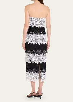 Carolina HerreraLace-Trim Strapless Maxi Dress