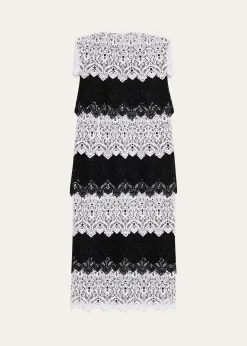 Carolina HerreraLace-Trim Strapless Maxi Dress