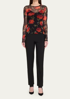 Carolina HerreraRose Mesh Long-Sleeve Top
