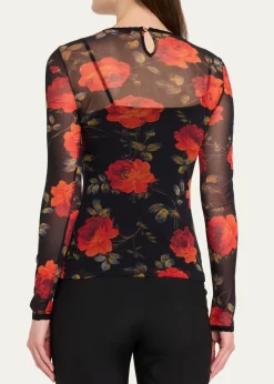 Carolina HerreraRose Mesh Long-Sleeve Top
