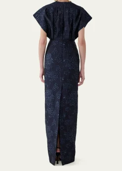 Carolina HerreraRosette Collar Fan Bodice Gown