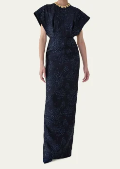 Carolina HerreraRosette Collar Fan Bodice Gown