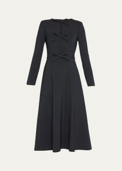 Carolina HerreraTriple Bow Keyhole-Front Midi Dress