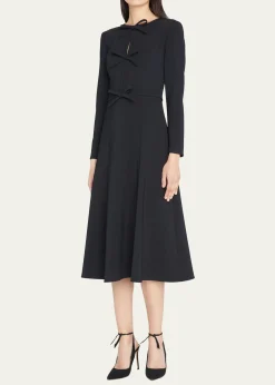 Carolina HerreraTriple Bow Keyhole-Front Midi Dress