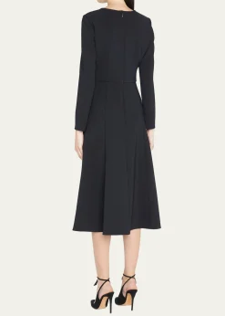 Carolina HerreraTriple Bow Keyhole-Front Midi Dress
