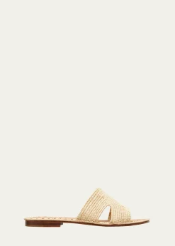 Carrie ForbesCuadro Raffia Flat Slide Sandals