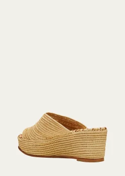 Carrie ForbesKarim Woven Raffia Wedge Slide Sandals