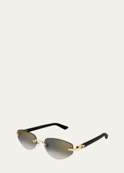 CartierC Decor Cat-Eye Metal Sunglasses