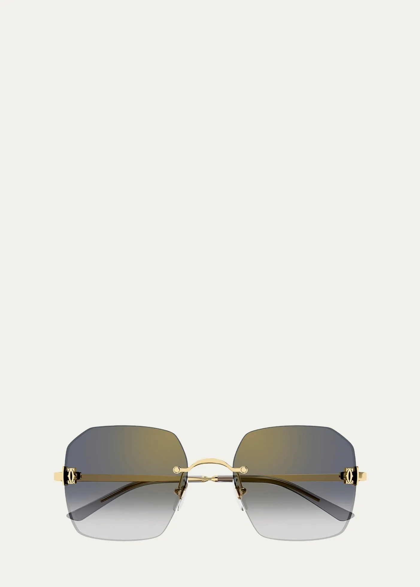 CartierClassic Décor C Square Rimless Metal Sunglasses