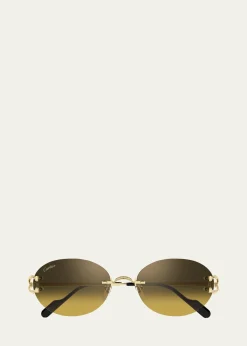 CartierDecor Classic C de Cartier 55mm Rimless Oval Metal Sunglasses