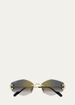 CartierDecor Classic C de Cartier 56mm Rimless Geometric Metal Sunglasses