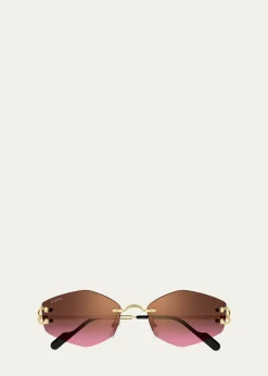 Cartier56mm Geometric Oval Sunglasses
