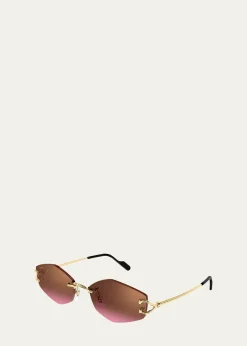 Cartier56mm Geometric Oval Sunglasses