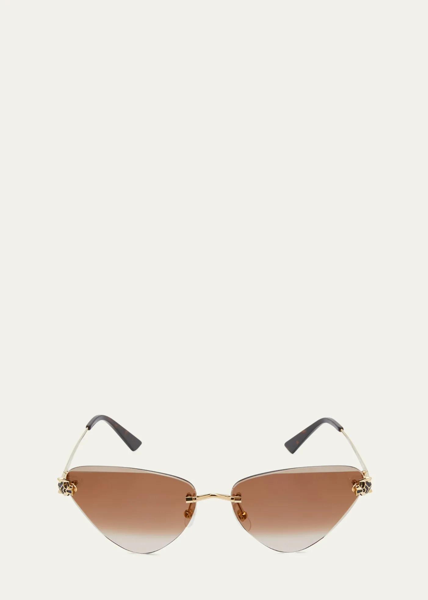 CartierPanthère Rimless Cat-Eye Metal Sunglasses