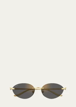 CartierPanthère Rimless Metal Oval Sunglasses