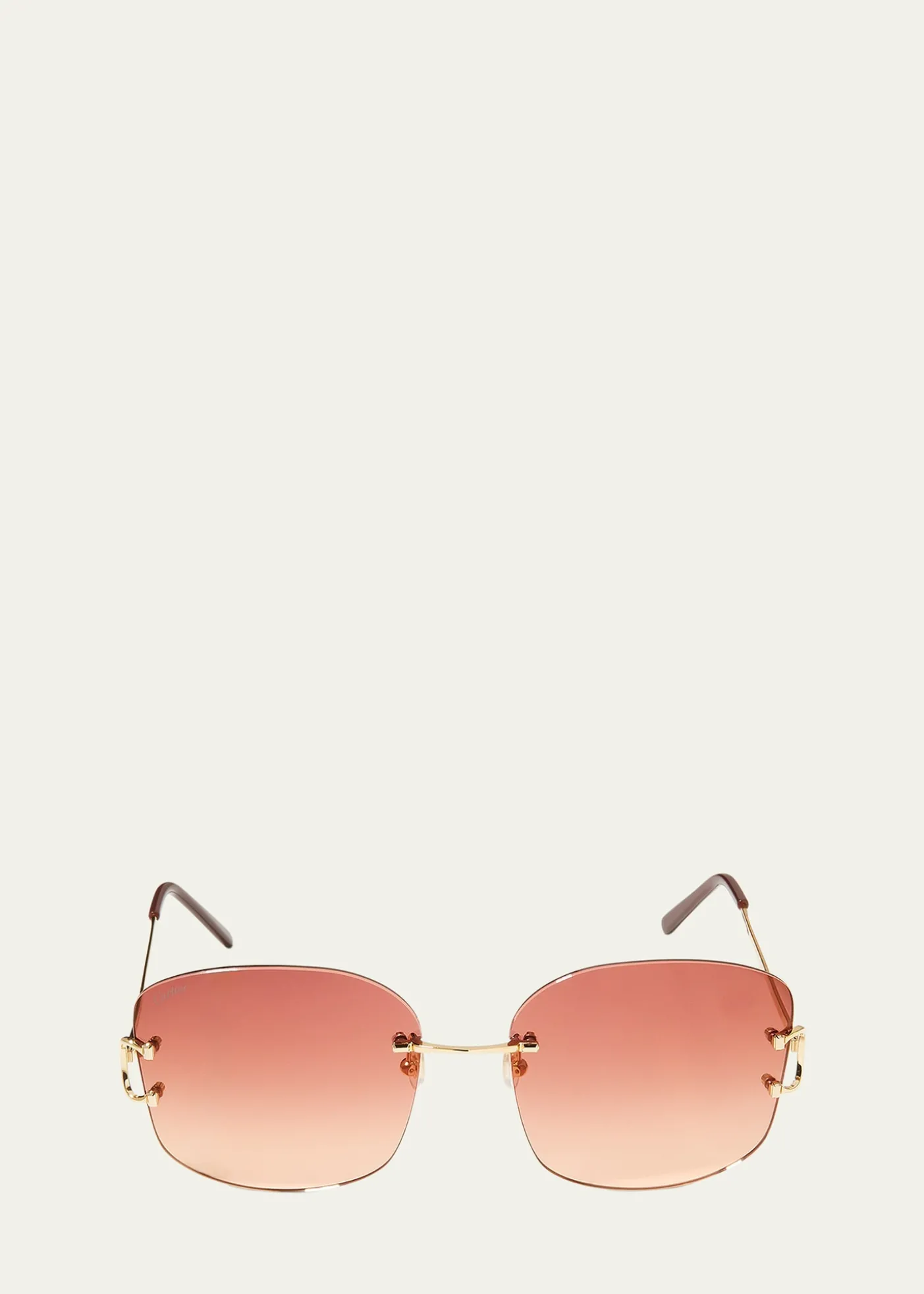 CartierRimless Round Metal & Acetate Sunglasses