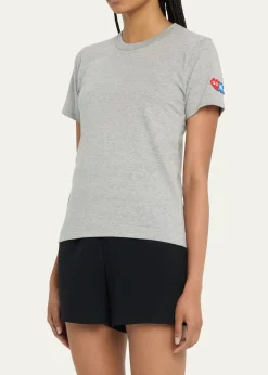 CDG PlayEmbroidered Heart and Invader Patch Cotton T-Shirt